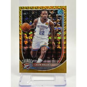 2025-26 Bowman Chrome Cason Wallace Gold Geometric Refractor 16/50 SP Thunder